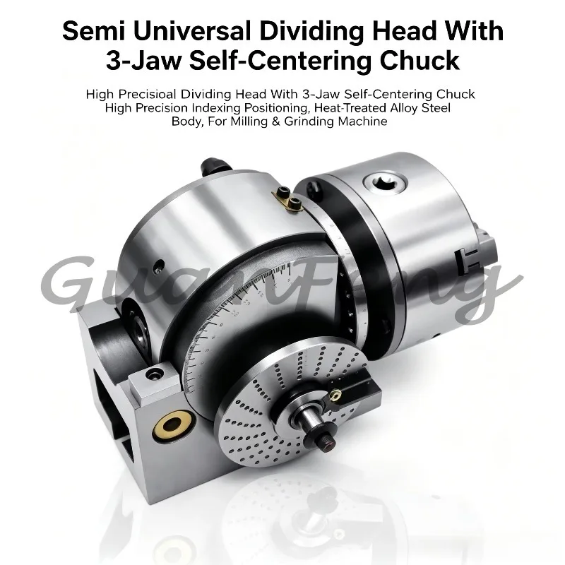 High Precision Semi Universal Indexing Head 125mm 3 Jaw Chuck Universal Milling Processing Tool