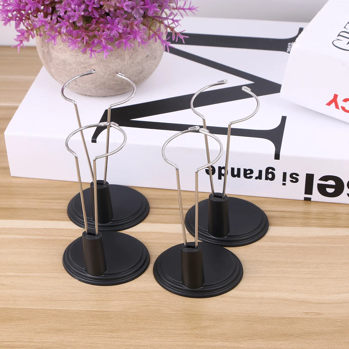 

4 Pcs Miniature Dollhouse Accessories Storage Rack Decorate Creative Stand Black Child