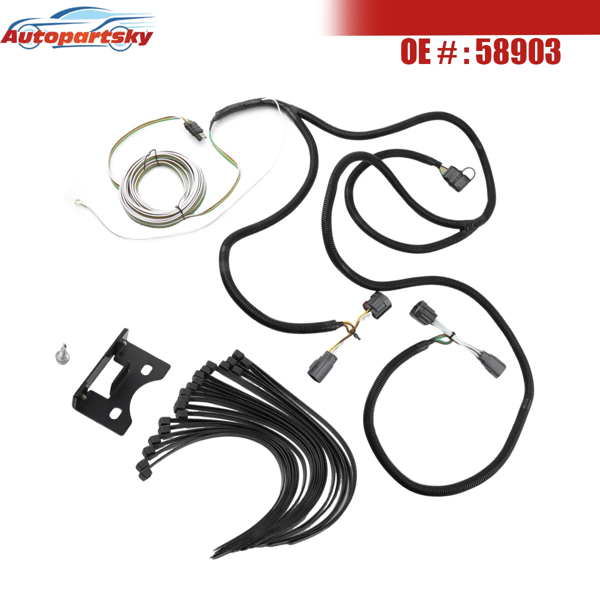 

Автозапчасти, комплект жгутов проводов прицепа для лодки, буксировочная проводка для Jeep, разъемы ввода-вывода, удлинители, монтажные кронштейны 58903