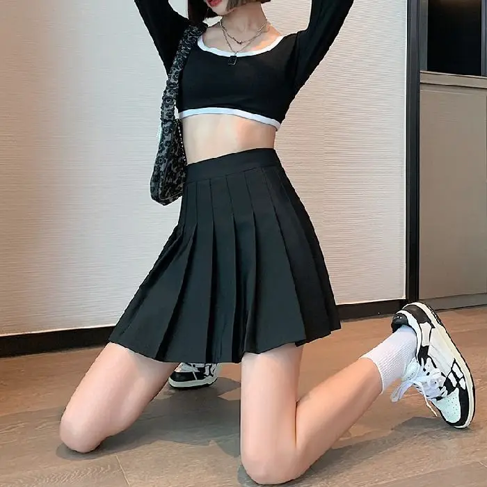 

Spring and Summer Pleated Skirt Half Skirt Women's New Korean Version of High Waist Short Skirt A-line Skirt