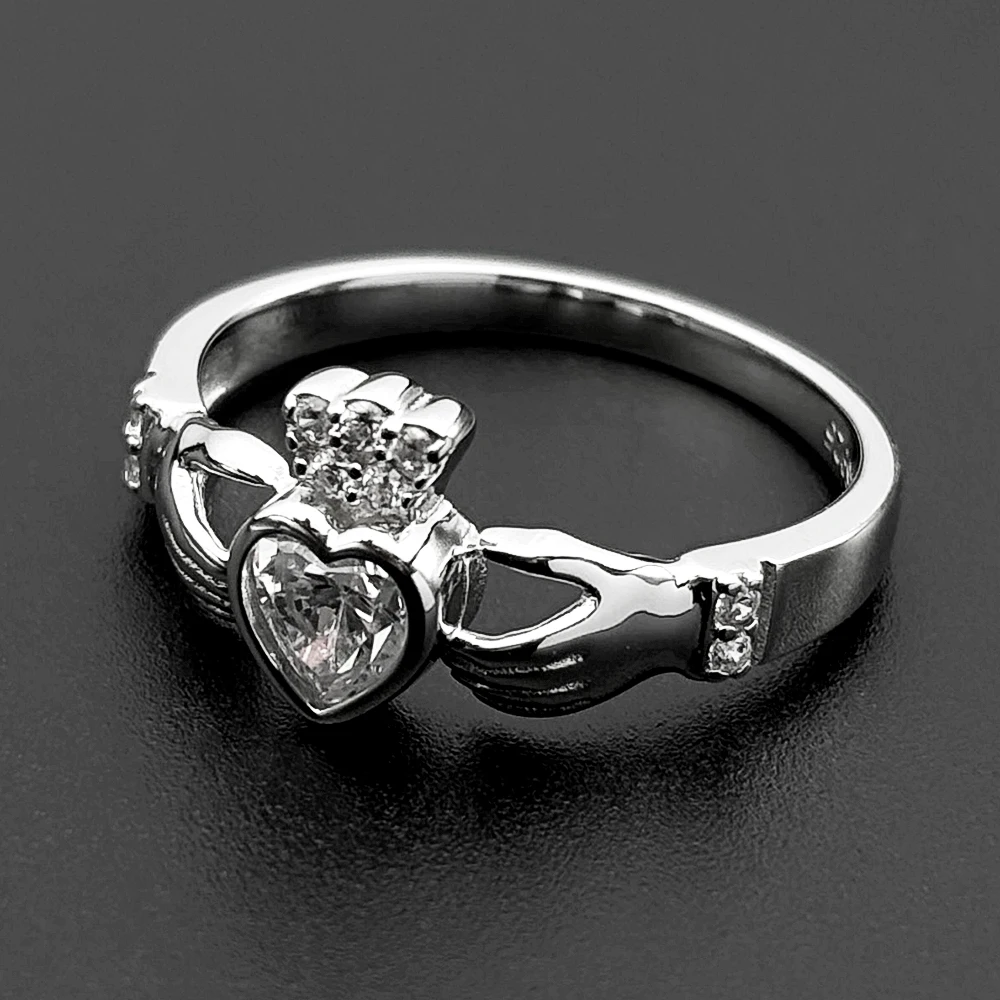925 Sterling Silver Irish Claddagh Zircons Ring for Women Men Charms Heart Crown Finger Rings Wedding Promise Love Jewelry Gift - view 4