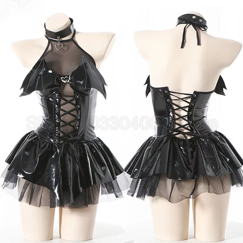 French Black Party Dress for Women Y2k Gothic Punk Sexy Sweet Luxury Slim Fit Summer Chest Wrap Mini Skirts Little Devil Outfits view 6