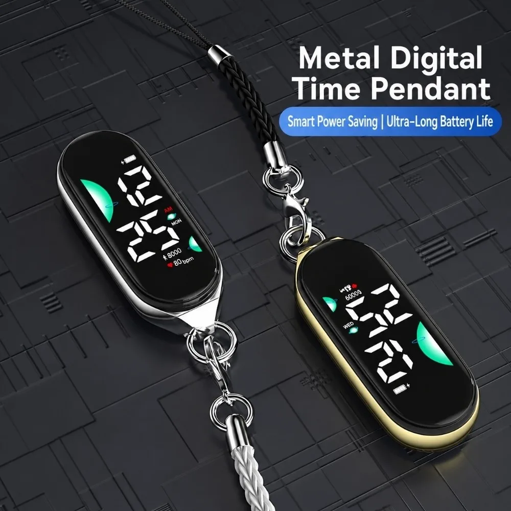 Silent Electronic Hanging Watch Luminous Digital Display School Clock Portable Waterproof Pendant Keychain Watch Students