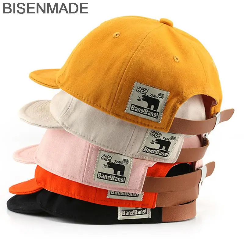 BISENMADE Baseball Cap For Wimen And Men Casual Short 5CM Visors Sun Caps Cotton Soft Top Hats Fashion Patch Snapback Hat 2022