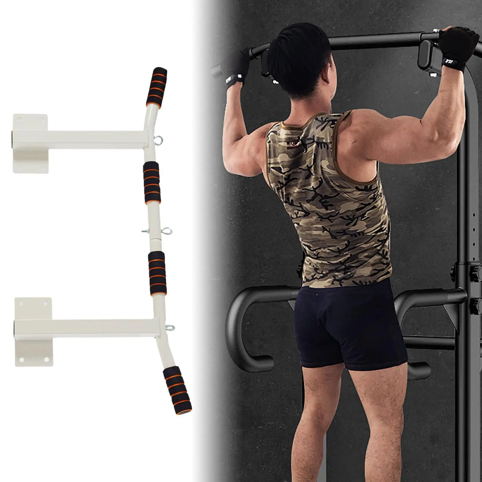 Wall Mount Chin-up Bar Women Men Use Easy to Install Non-slip Dip Bar for Indoor Upper Body Workout Traction for Adults