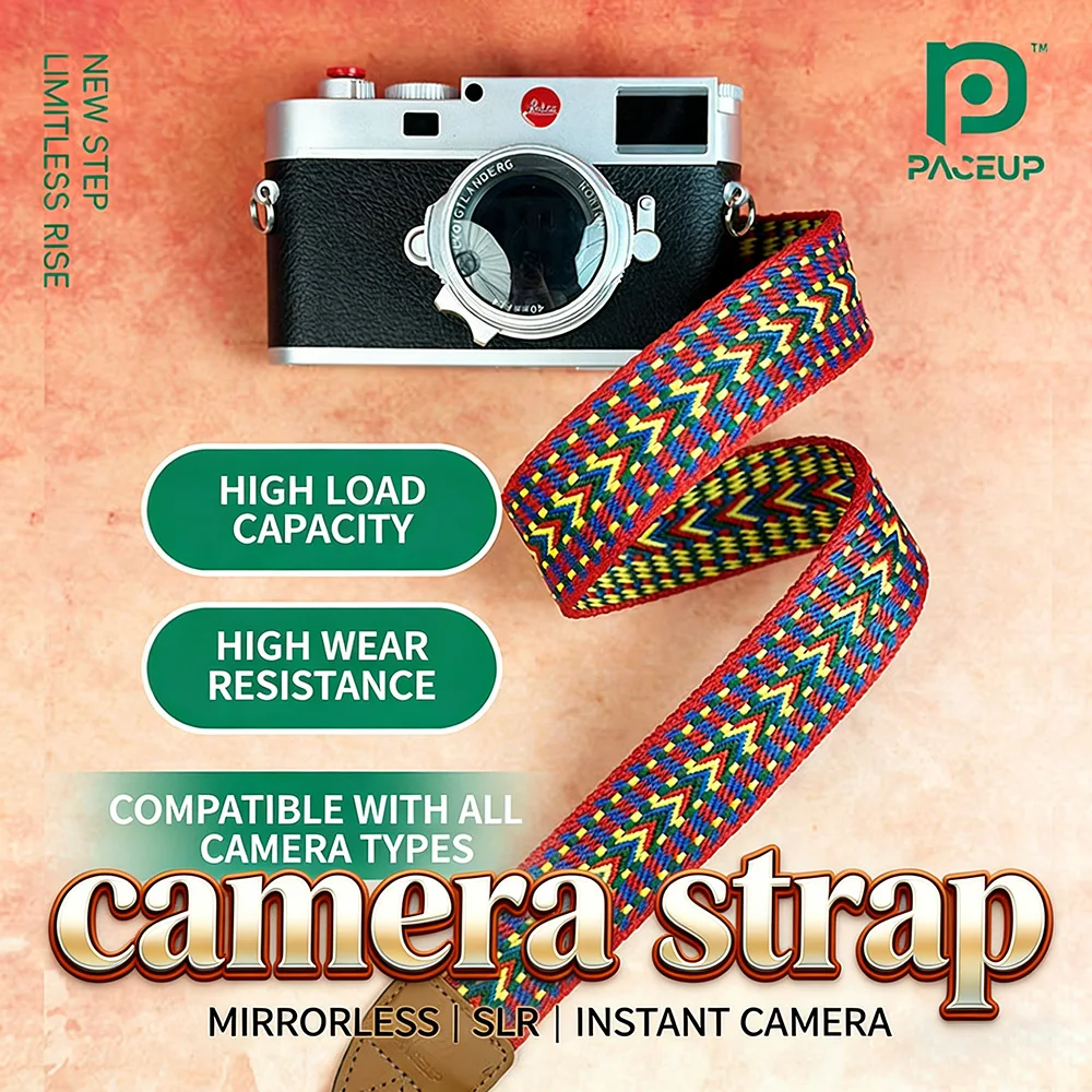 3.8cm Vintage Woven Camera Shoulder Strap for Fuji XT30 X-S10 XE4 XT5 Leica M11 Sony ZV-E10 A6400 A7C Canon R50 R6 Nikon Z30 Zfc