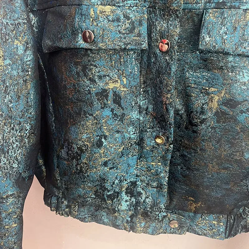 Damskie krótkie kurtki vintage ze stójką, nowa moda 2025, zapinane na zamek, z kieszeniami, odzież wierzchnia, damska odzież uliczna, luźne płaszcze z długim rękawem.