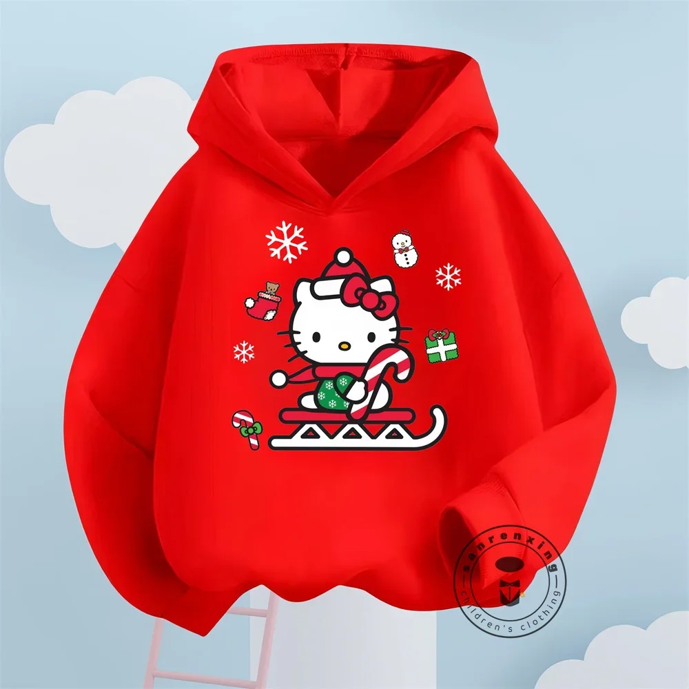 Spring Autumn Kawaii Hello Kitty Hoodie Kids Clothes Girls Clothing Fashion Boys Clothes Autumn Warm Sweatshirt Children Tops