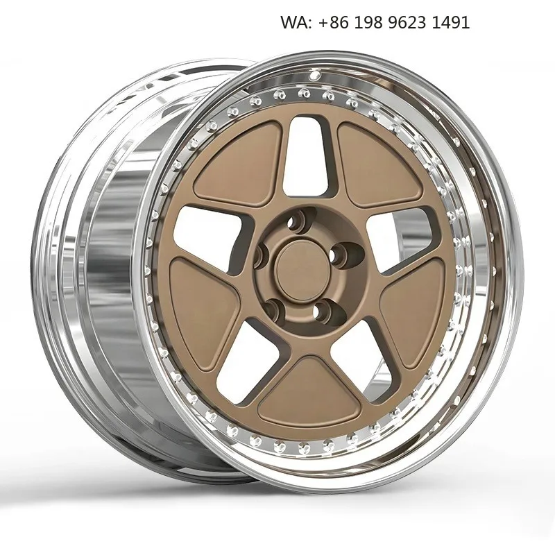 High-end customized deep concave forged alloy wheel hub, multi-inch single-piece sport rims, 5×3 PCD, gold polished finish