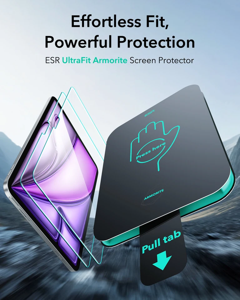 ESR 2 Unidades Protector de Pantalla Armorite para iPad Air 13/11 M4/M3/M2 y iPad 12/11/10 Gen y Pro 11/13 (M5/M4)/12.9 Película de Vidrio Templado 5