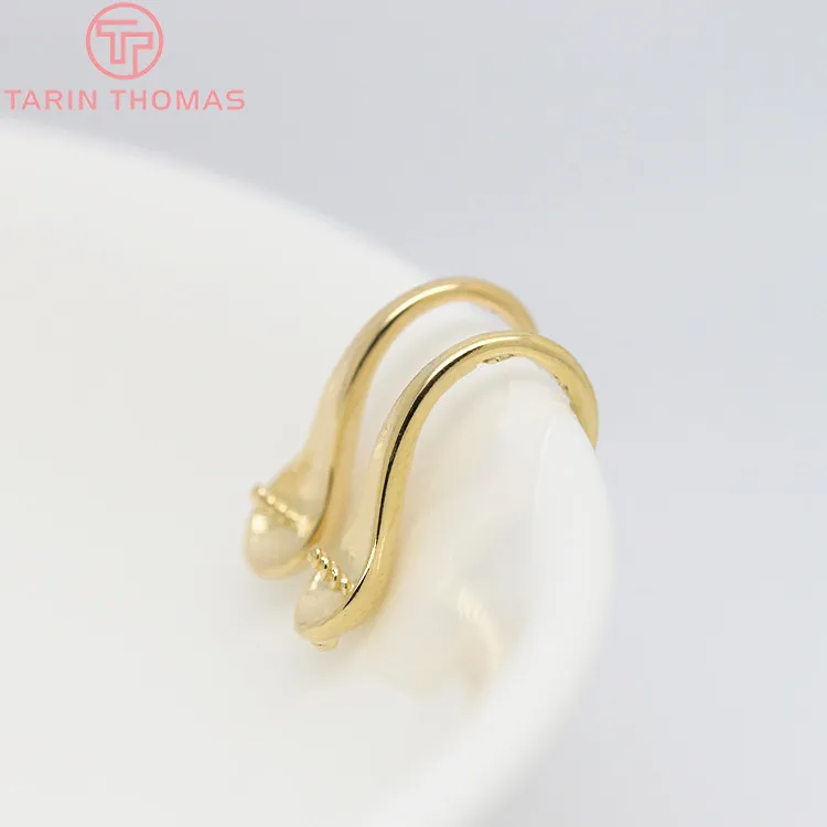 (3772)10 piezas 8,5x17MM 24K, gancho para pendientes de Latón chapado en Color dorado con medio Pin, alta calidad para joyería