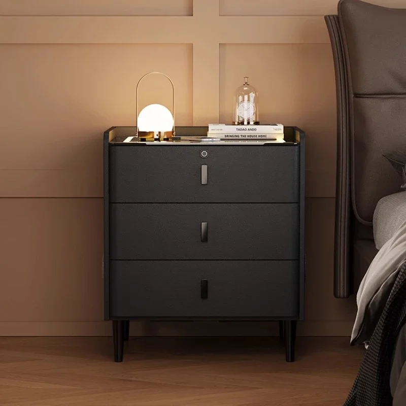 Black Natural Wood Nightstand Phone Charger Drawer Smart Luxury Nightstand Bedside Storage Armarios De Dormitorio Home Furniture