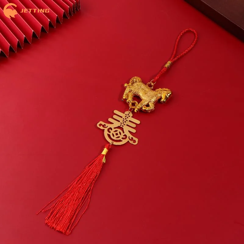 السنة الجديدة ديكور المنزل سنة الحصان البلاستيك الذهبي زودياك الحصان قلادة محظوظ مهرجان الربيع سيارة حلي معلقة هدية #5