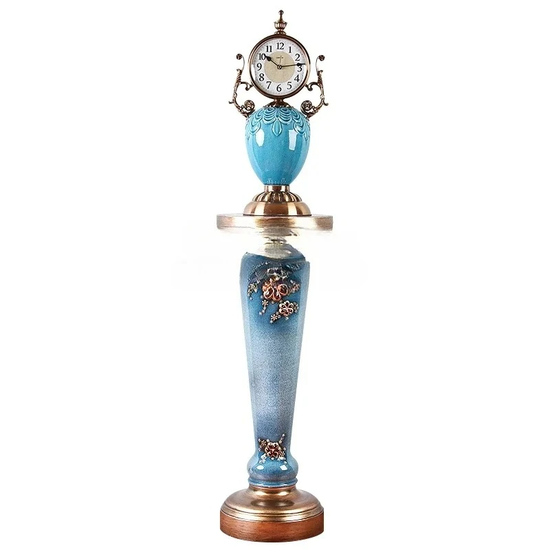 

Blue Combination the Grandfather Clock Creative Clock Living Room Bedroom Quartz Clock Noiseless Movement