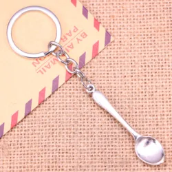 20pcs New Fashion Keychain 54mm spoon Pendants DIY Men Jewelry Car Key Chain Ring Holder Souvenir For Gift