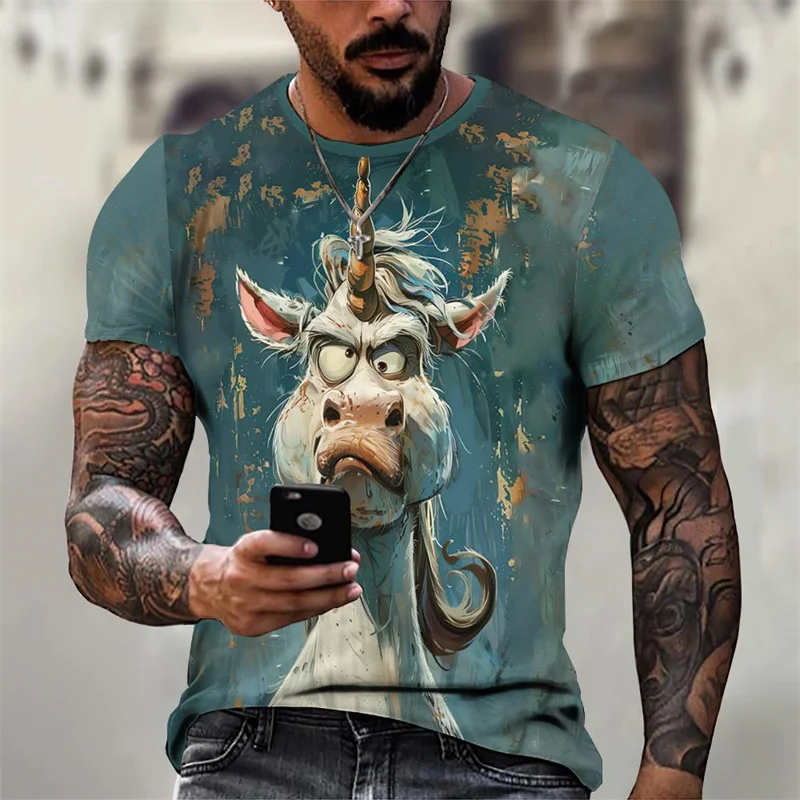 男性用アニマルプリントTシャツ,3DプリントTシャツ,半袖ラウンドネックTシャツ,特大のストリートTシャツ,カジュアルファッション
