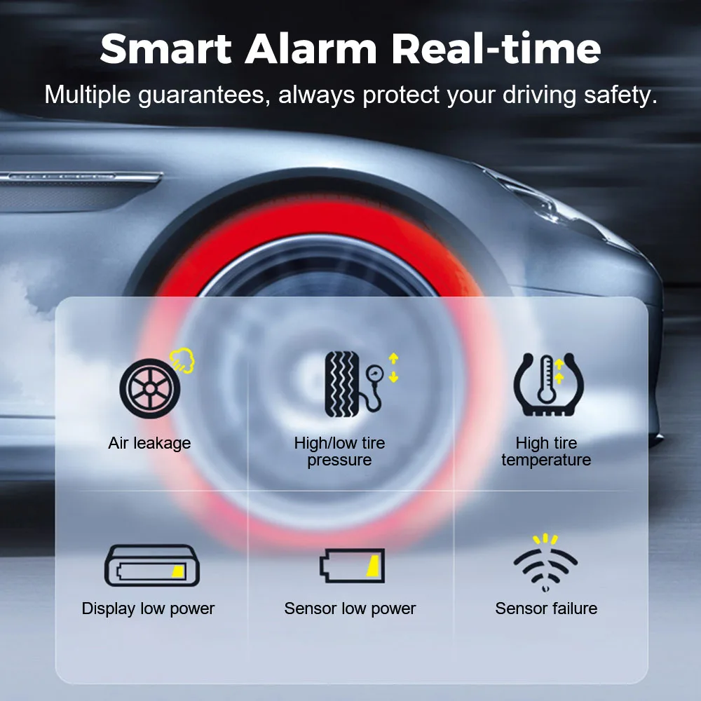 Picture 4: Mini Car Tire Pressure Monitoring System Auto Security Alarm Systems LCD Display With 4 Pcs External Sensor USB TPMS