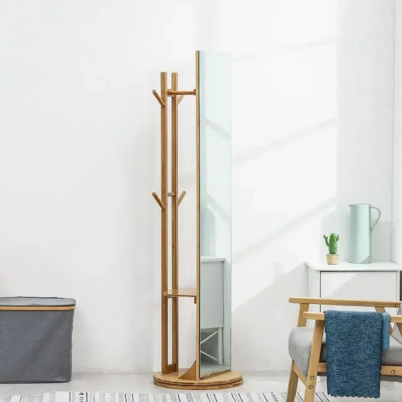 Full length mirror, rotating floor mirror, home dressing mirror, nanzhu, modern simple bedroom, girl, fitting mirrores