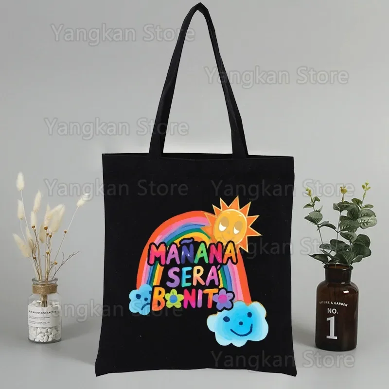 Manana Sera Bonito Bichota Canvas Shoulder Bag Tote Shoppers Bags Eco Y2k Vintage KAROL G Handbags Folding Grocery Shopping