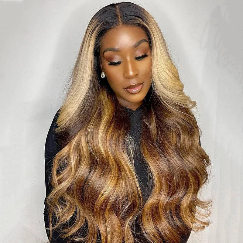 Glueless Soft Ombre Blonde Wave 30inch 5x5 Silk Base Jewish Human Hair Wigs With Baby Hair HD Lace European Hair PrepluckedWig