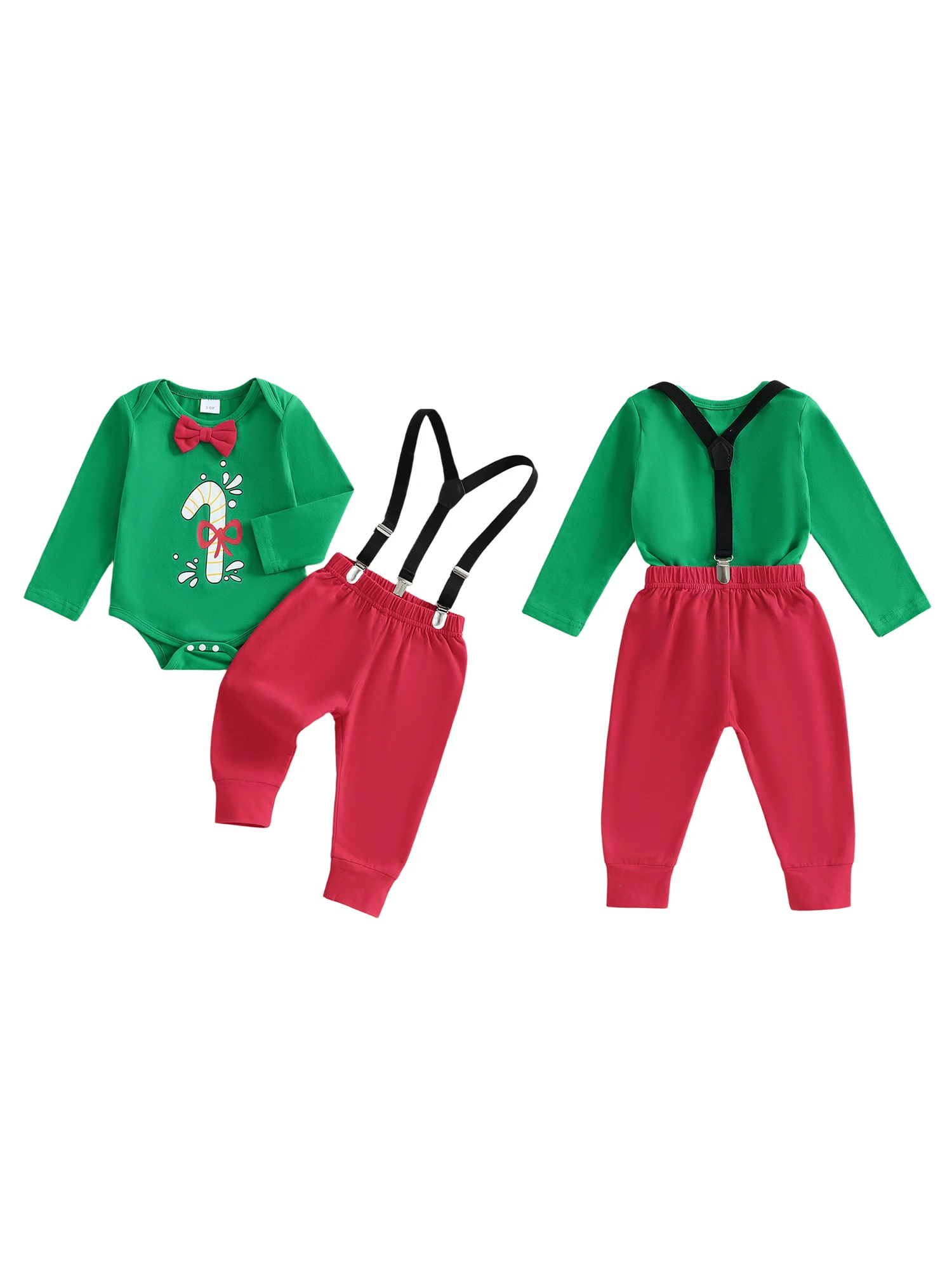 

Baby Boy Christmas Holiday Plaid Shirt and Suspender Pants Set with Bow Tie for Formal Occasions and Photoshoots