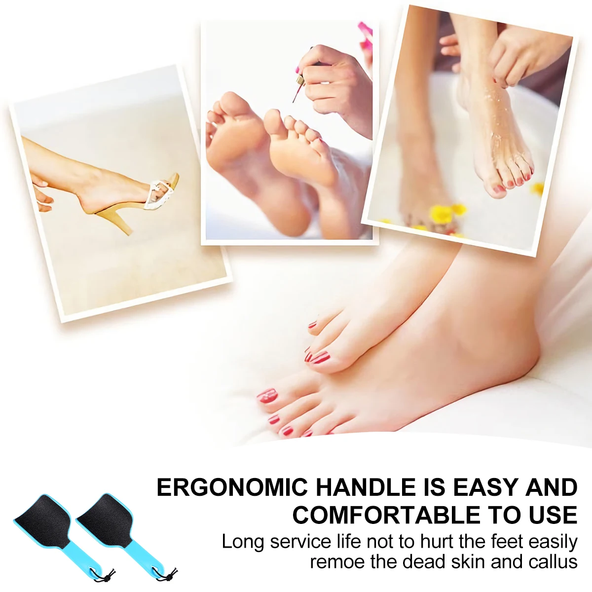 

2pcs Files Double-Sided Ergonomic Handle Callus Removal Tool Pedicure Supplies Scrubber Foot Rasp Dead Skin Remover Durable