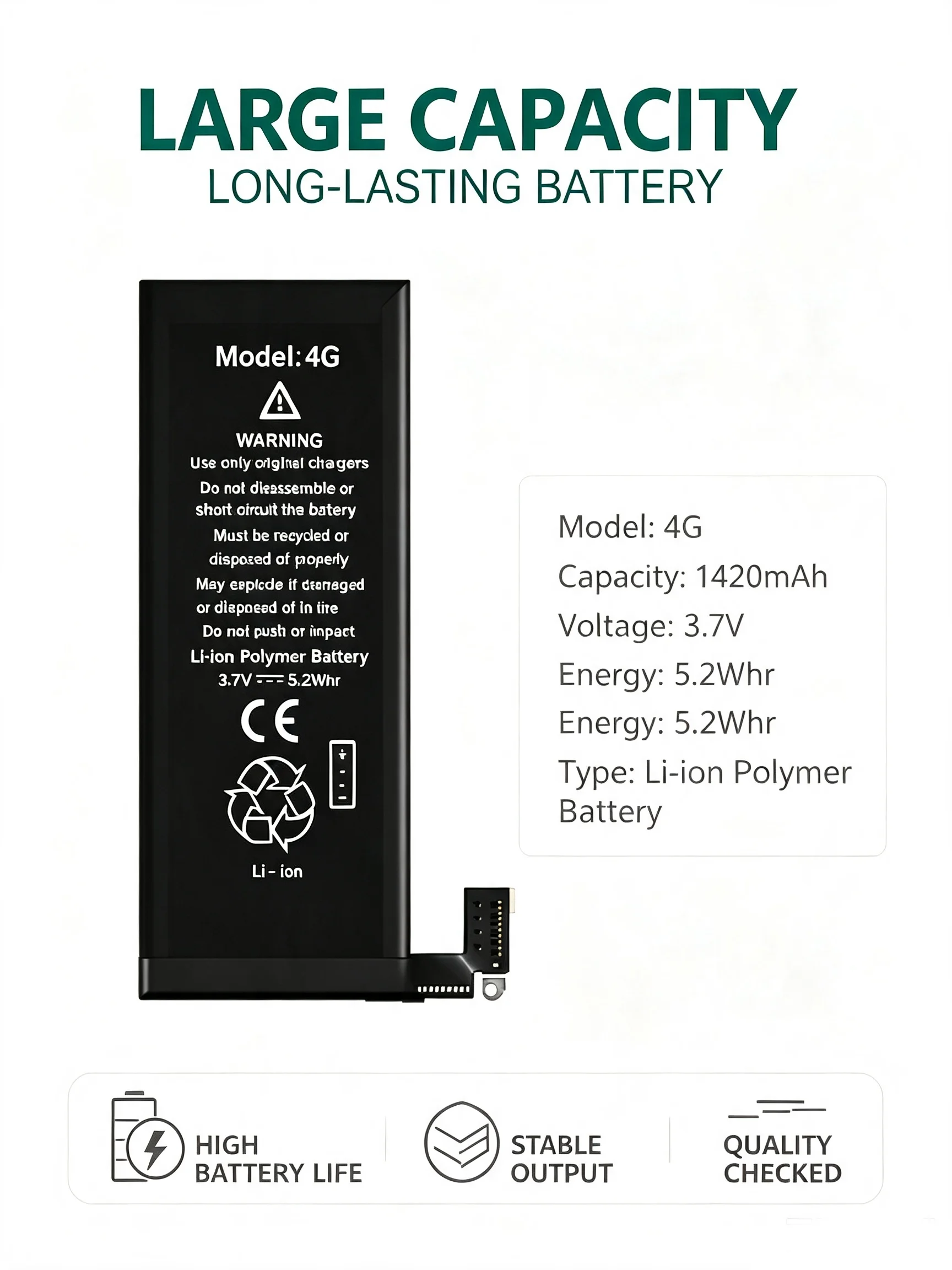 SPRINGWAY Real High Capacity Replacement Battery For iPhone 4G 4S 5G 5S 5SE 6G 6P 6S Mobile Phone Bateria 1 Year Warranty