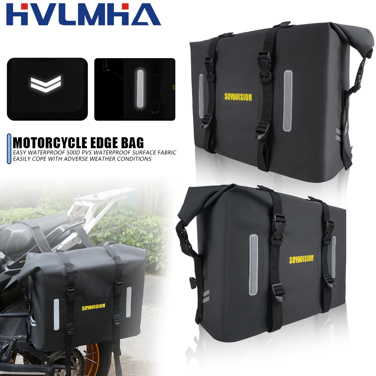 

SOYAVISION Motorcycle Side Bag Fully Waterproof Inside 30L Universal Hook Saddle Bag With Removable Motorbike Luggage