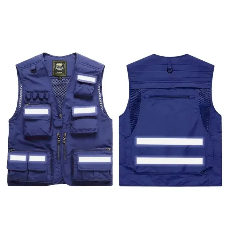 Gilet da campeggio pesca giacche e cappotti da uomo Multi-tasca da lavoro da caccia gilet in pelle Denim da uomo impermeabile giacca senza maniche