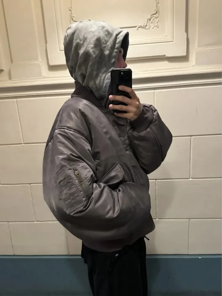 NO FAITH American Vintage Double Sided Waffle Cotton Hooded Jacket