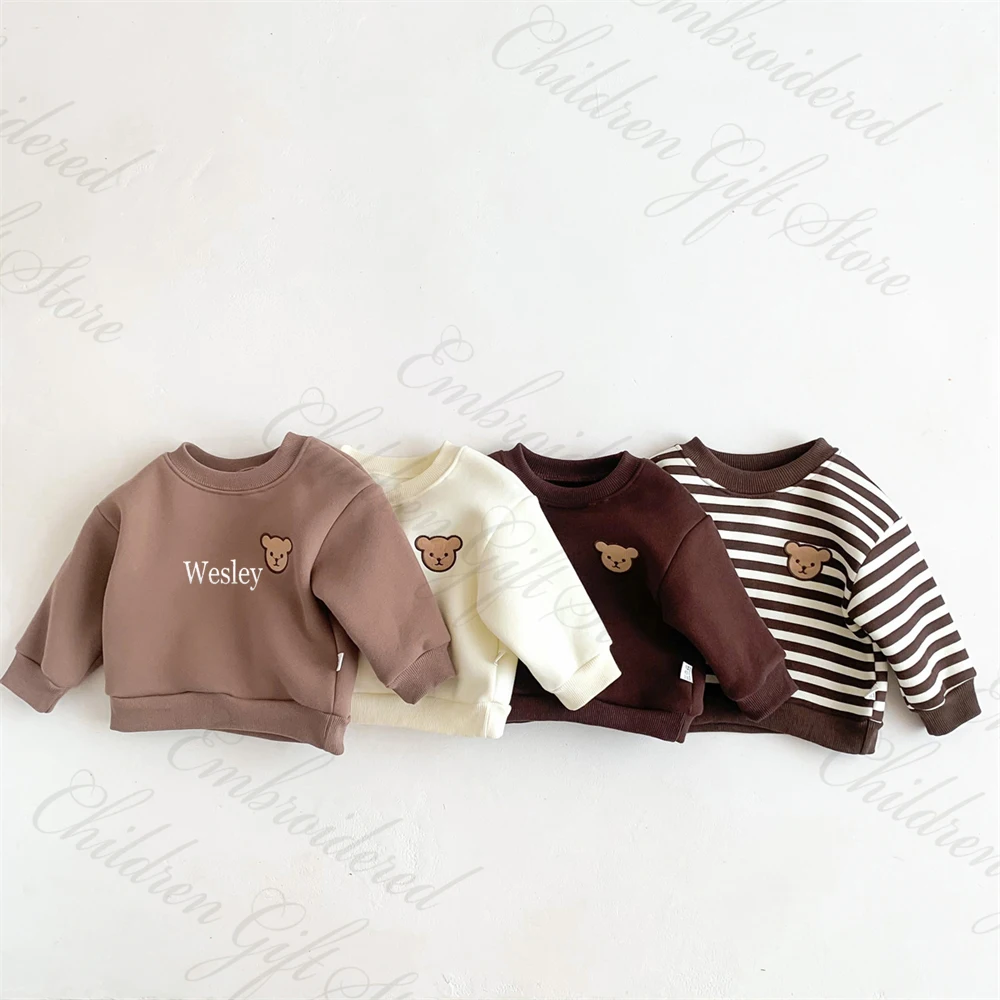 

Custom Name Children's Winter Round Neck Sweater Personalized Embroidered Children's Clothing Baby's Plush Warm Pullover Jacket