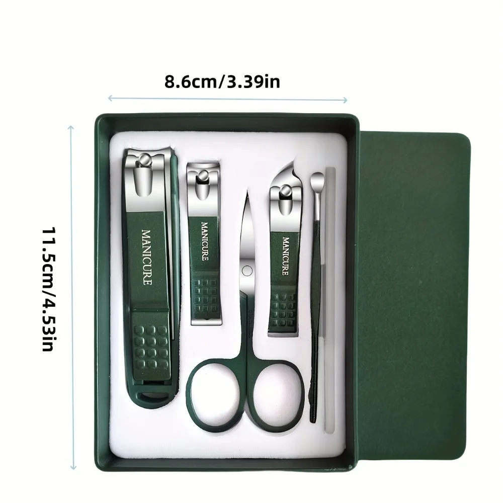 Zestaw 6 narzędzi do manicure i pedicure ze stali nierdzewnej, profesjonalne obcinaczki do paznokci zapobiegające rozpryskiwaniu, dla kobiet i mężczyzn, do użytku domowego i salonowego.