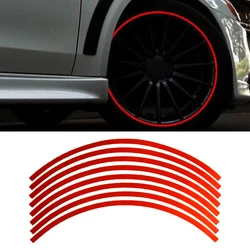 16 Strips Car Tuning Reflective Motorcycle Car Rim Stripe Wheel Decal Tape Sticker Universal Car Decoration Accessories Gadget