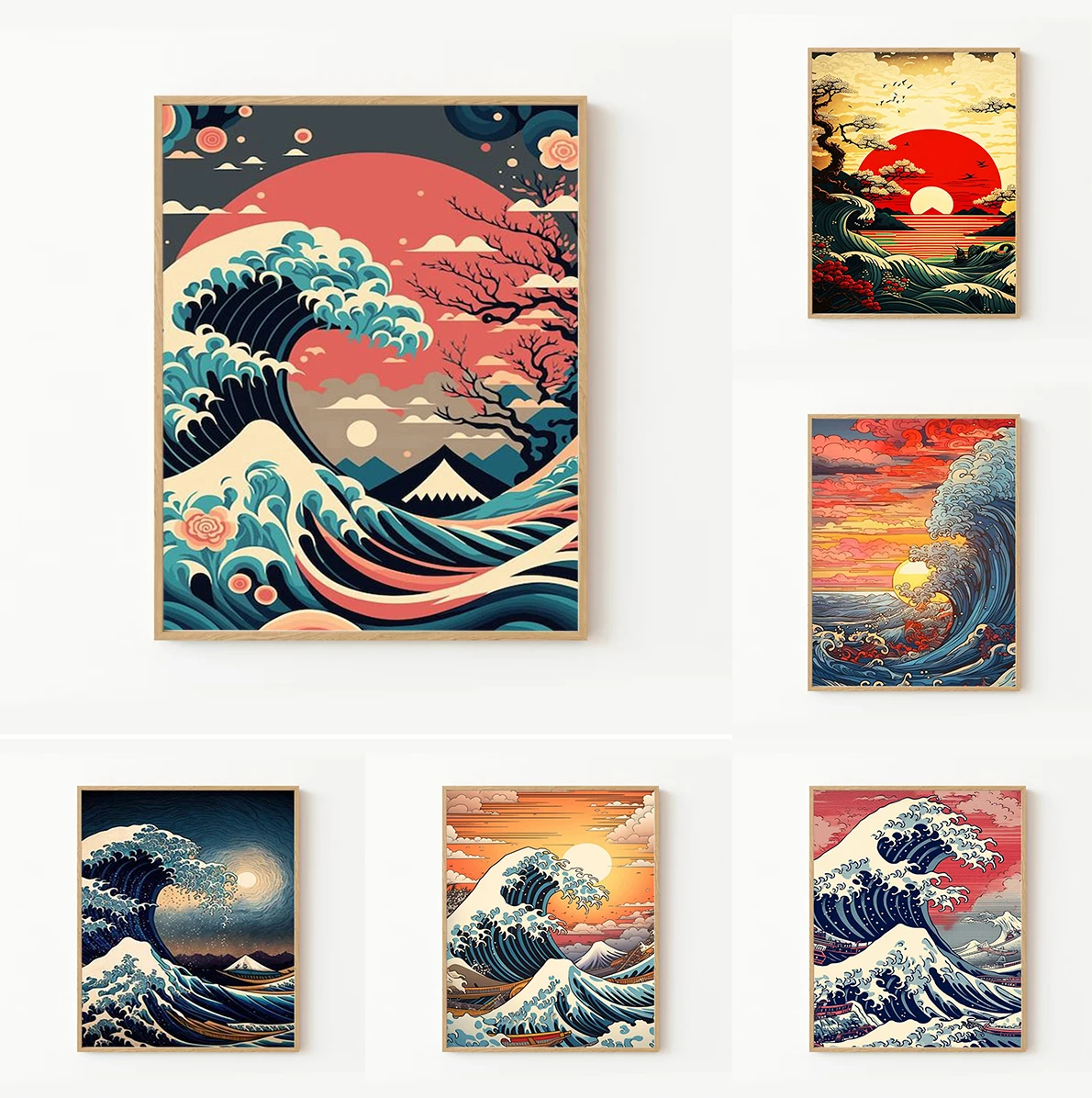 Picture on the Wall Art Canvas Painting Japan Great Wave Decoration Pictures Room Wall Decoration for Home Interior Paintings