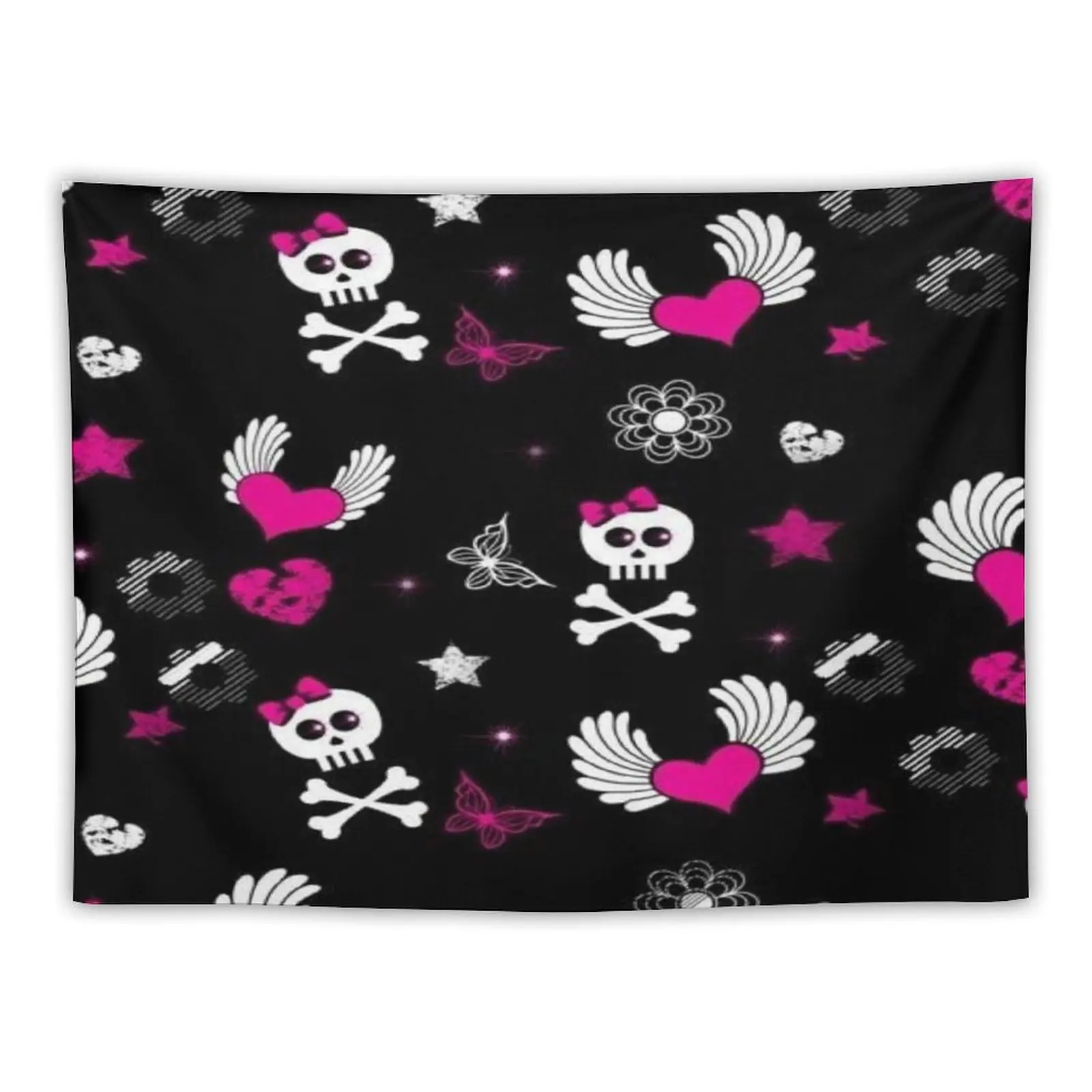 

Cute Emo Goth Skulls Art Tapestry Kawaii Room Decor Cute Room Things Home Decor Aesthetic Tapestry