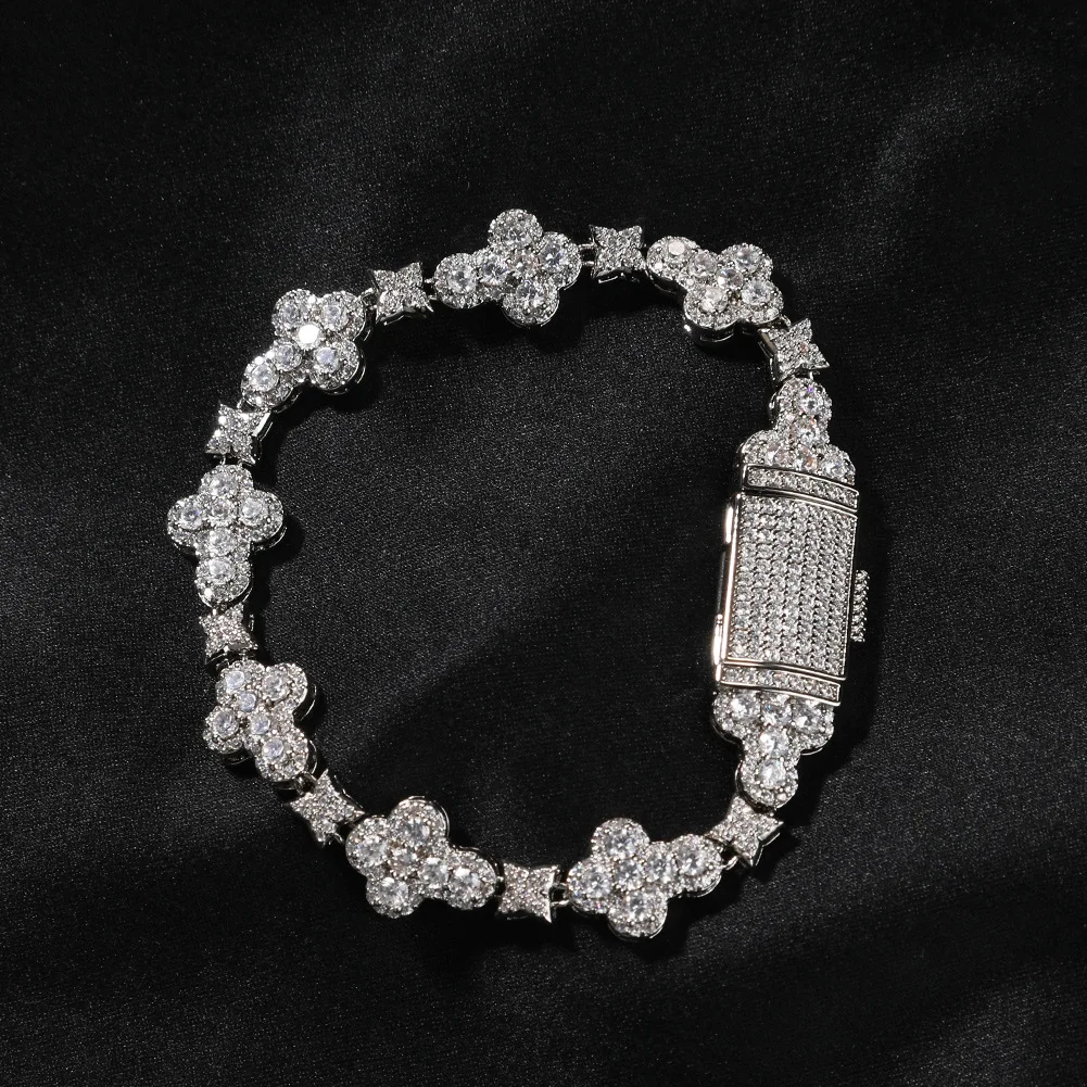 

Iced Out Cross and Lightning Bracelet for Men Women AAAAA Cubic Zirconia Chain Bracelets Fashion Jewelry for Drop Shipping