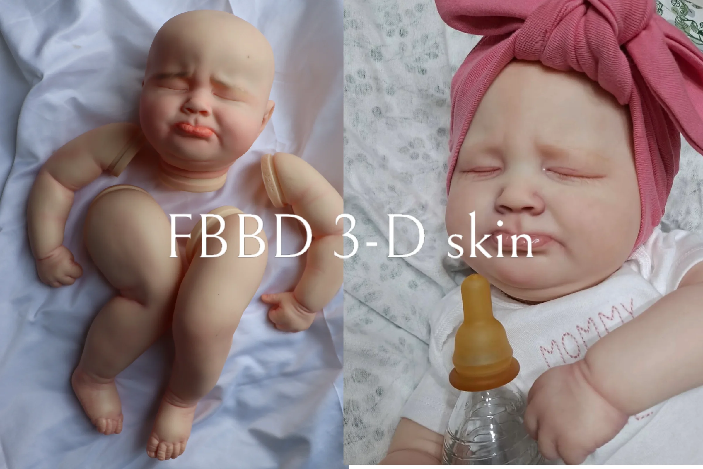 

FBBD 3D Skin 23inch Already Painted Reborn Baby Doll Sage With Veins Lifelike Unassembled Kit With One Extra Cloth Body Dolls