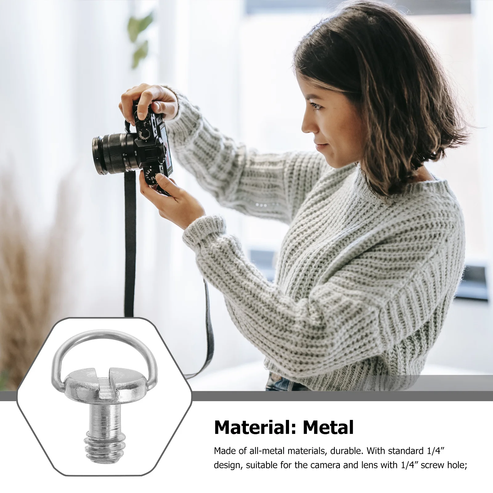 

6Pcs Folding D-Ring Adapter Screw Camera Tripod Mount Screw Replacement Quick Release Plate for Camera Accessories