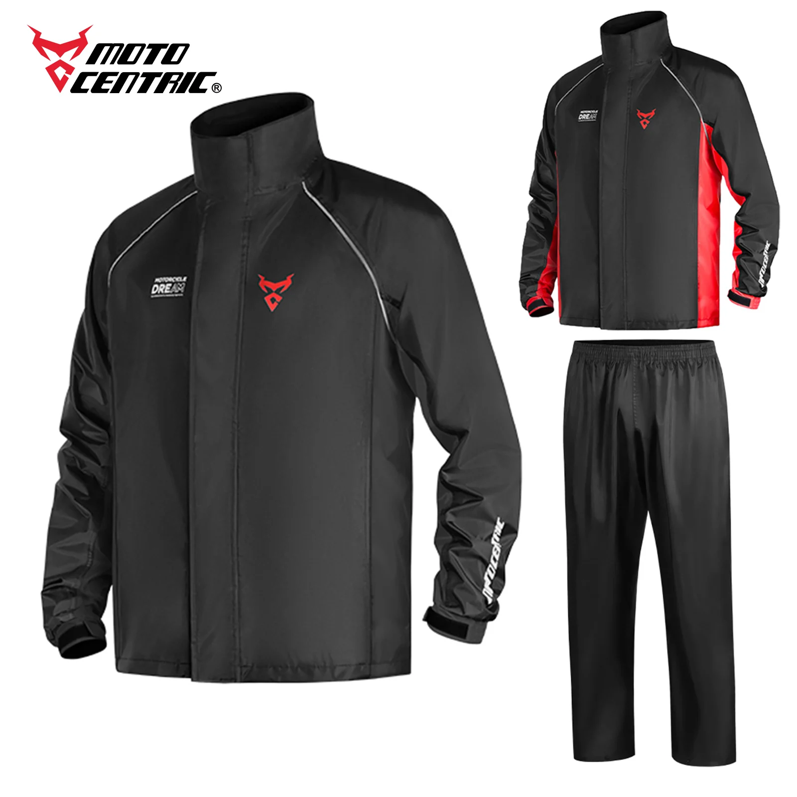 

Professional Motorcycle Rain Suit Set Rainstorm Waterproof High Neck Upgrade Motocross Raincoat Reflective Men Rain Coat Pants