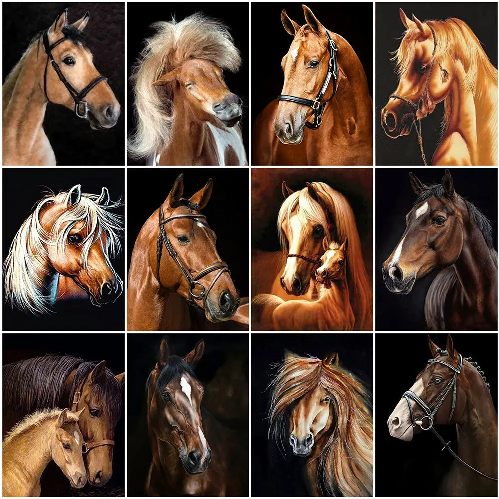 

HUACAN DIY Алмазная картина новая коллекция 2023 лошадь полная дрель вышивка животное вышивка крестиком Набор Мозаика настенное искусство