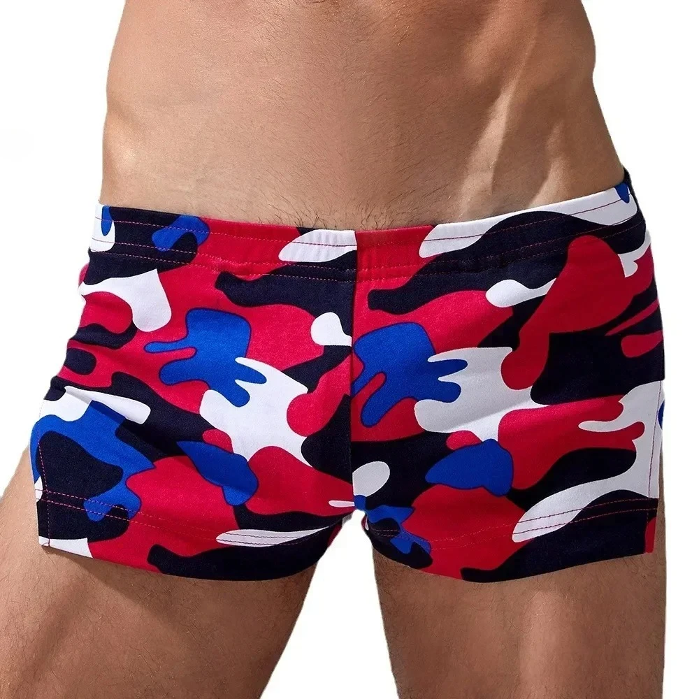 

Cotton Camouflage A-Lo Boxers Thickened Split Leg Underwear Comfort Casual Printed Underpants for Daily Wear Pajama Loose Shorts