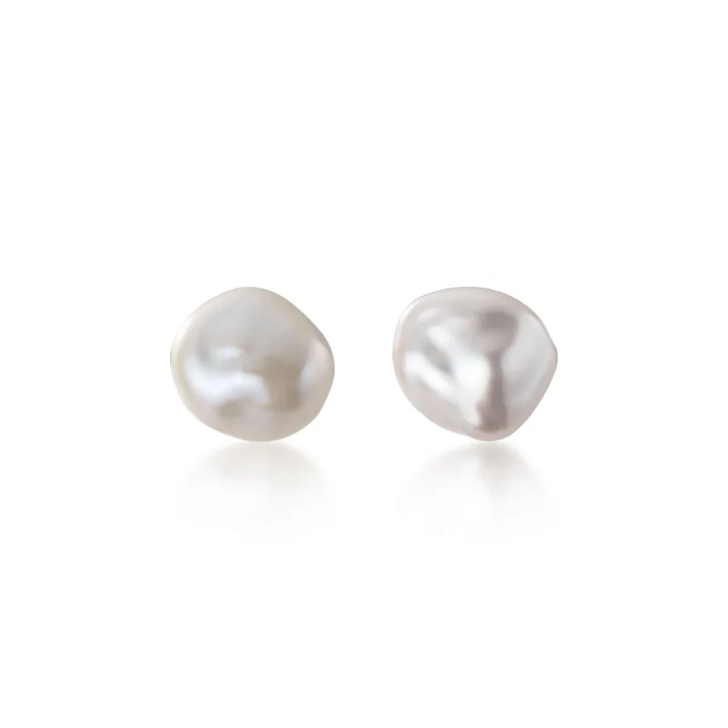 HENGSHENG  OL 7-9mm Natural Freshwater White Pearl Baroque 925 Sterling Silver Stud Earrings Fine For Girls Women Jewelry Gifts