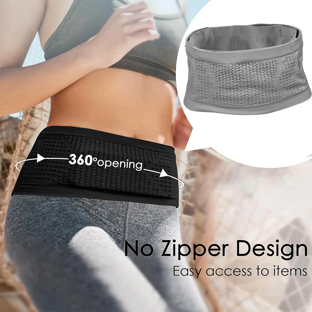 Slim Running Belt Hidden Waist Fanny Pack, Moisture Wicking Phone Holder Waist Bag Walking Sports Hiking Workout Money Storage