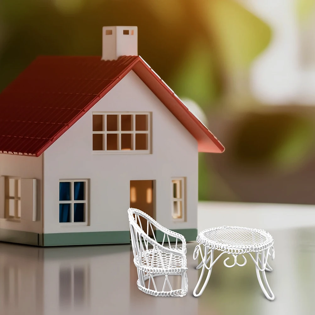 

1 Set Miniature Garden Table Chairs Set Micro Landscape Decoration Mini Home Decor Office Desk Accessories niture