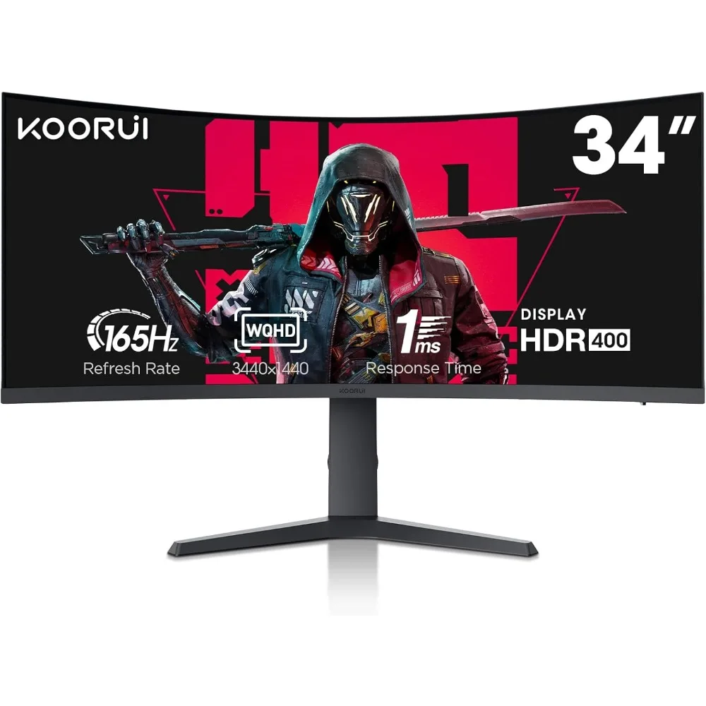 34 Inch Ultrawide Curved Gaming Monitor 144Hz 165Hz, 1ms, 1000R, WQHD 3440×1440, 21:9, DCI-P3 90% Color Gamut