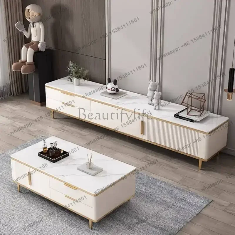 LJY Glossy Classic Tv Cabinet Beige Minimalist Long Unique Vintage Tv Cabinet Designer Modern Luxury Muebles Para Sala Furniture