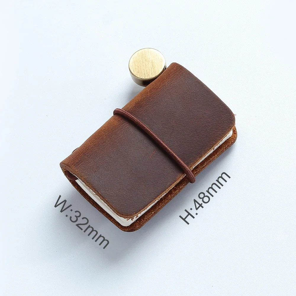 Handmade Genuine Leather Notebook Mini Travel Journal Vintage Decoration Retro Pendant Little Diary Cute Stationery