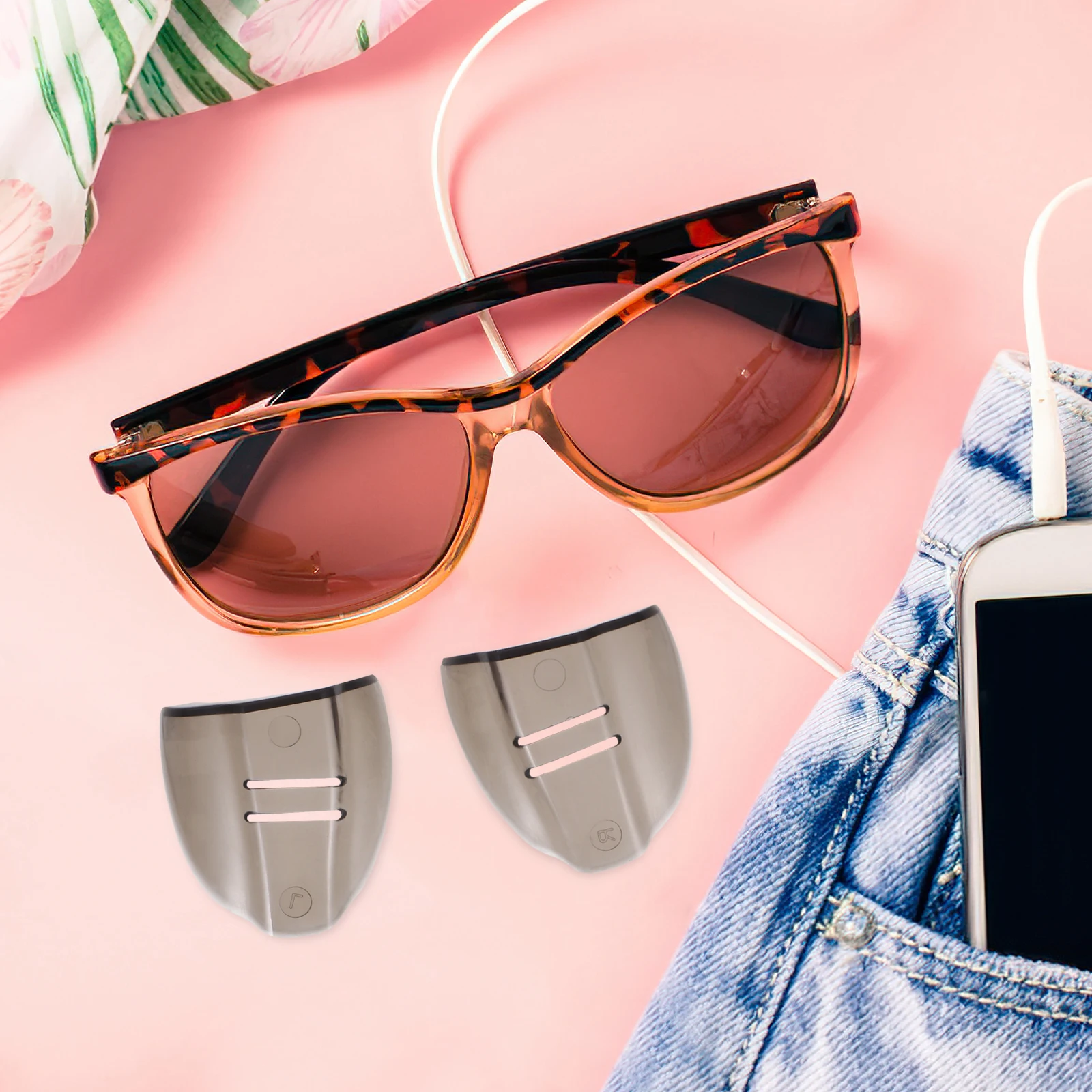 2 Pairs Glasses Protective Wings Eyewear Protector Side Shield Brown Sideshield for