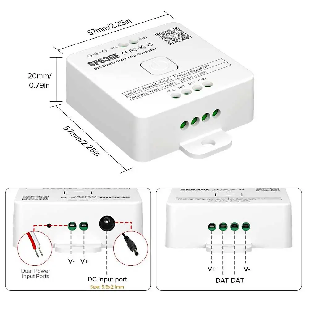 SP636E موسيقى أحادية اللون بلوتوث SPI LED تحكم تأثير الضوء الأبيض الديناميكي لشريط FCOB IC LED يعمل مع جهاز التحكم عن بعد RC1/RB1 #2