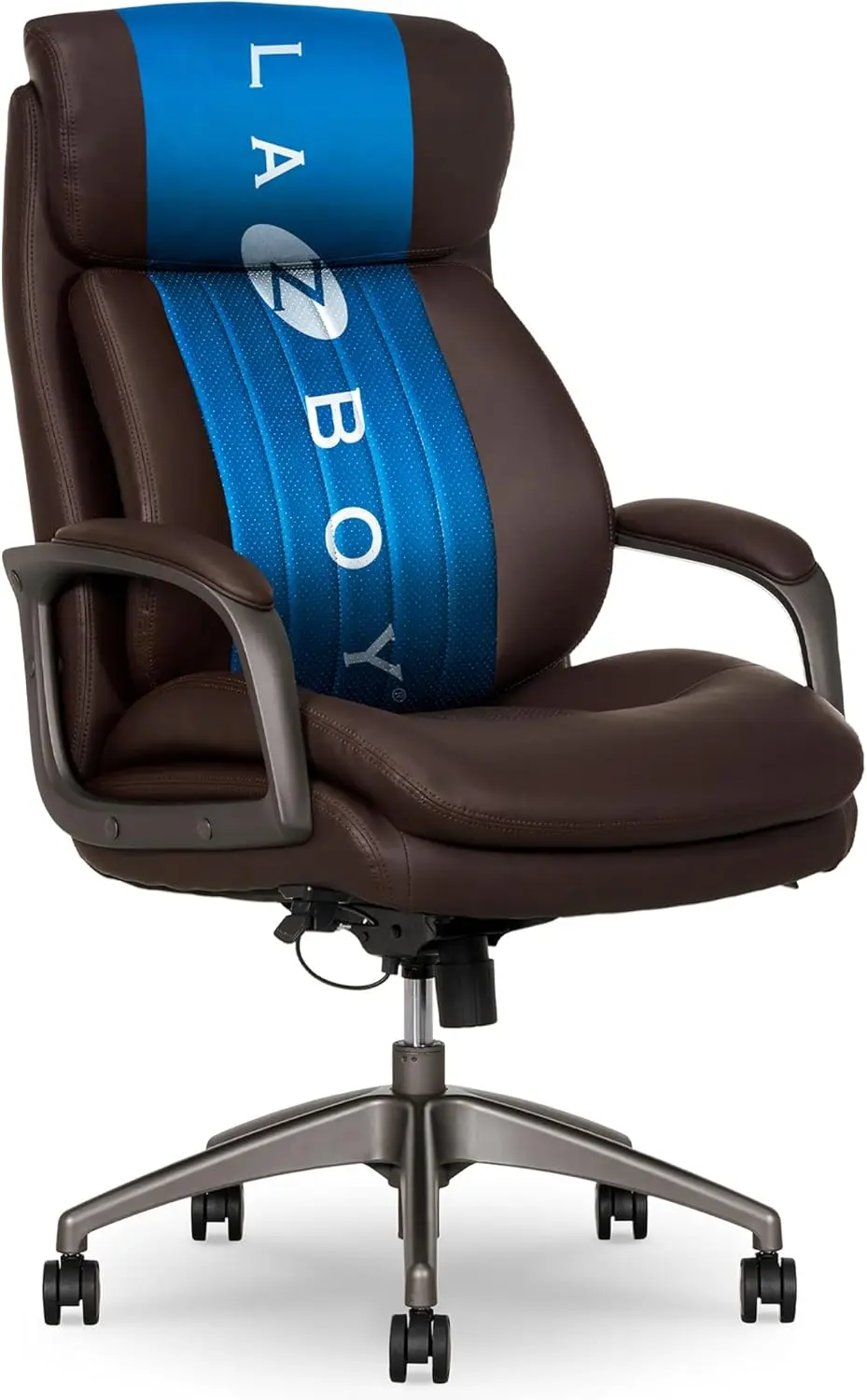 Silla de oficina ejecutiva Nova, soporte ergonómico AIR, respaldo alto, cuero PU vegano marrón oscuro